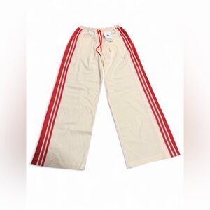 Women's Cream and Red Striped Flowy Track Pants - Size XS - NWT